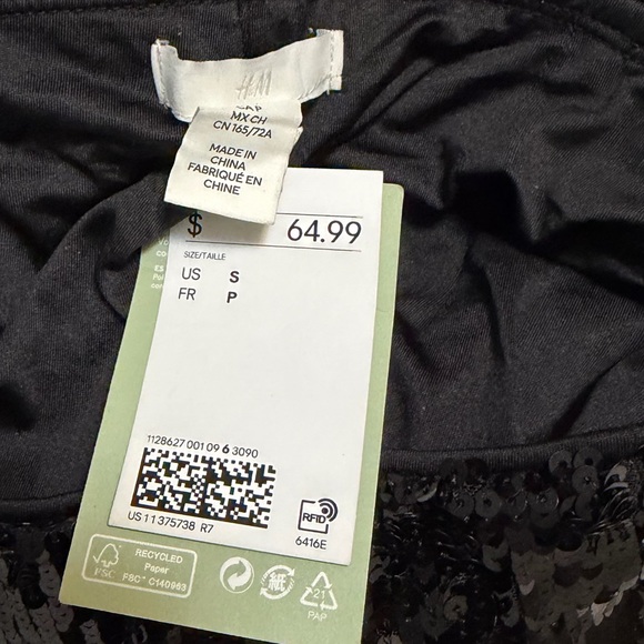 H&M | Black Sequin BLING Fringe Pants Pull-On Elastic Waist - Picture 8 of 11